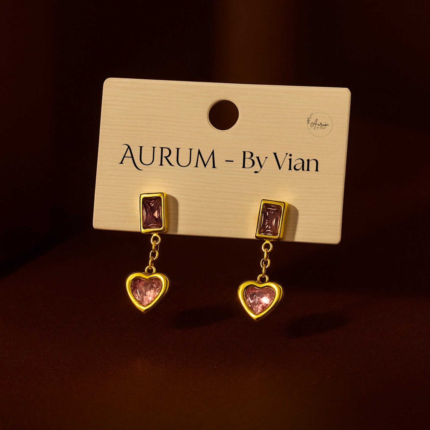 Dainty pink heart earrings
