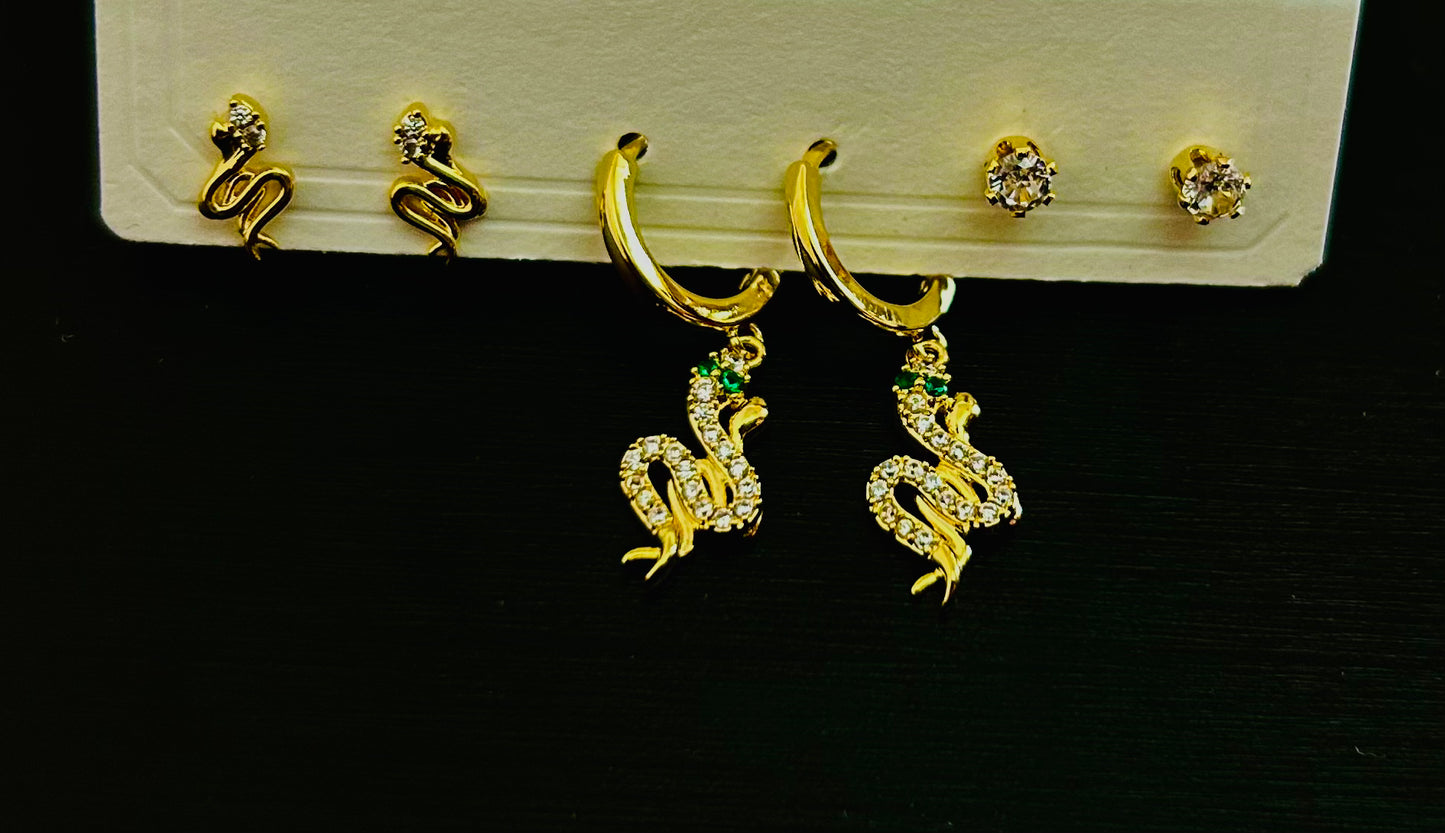 Serpent shine Earring Set