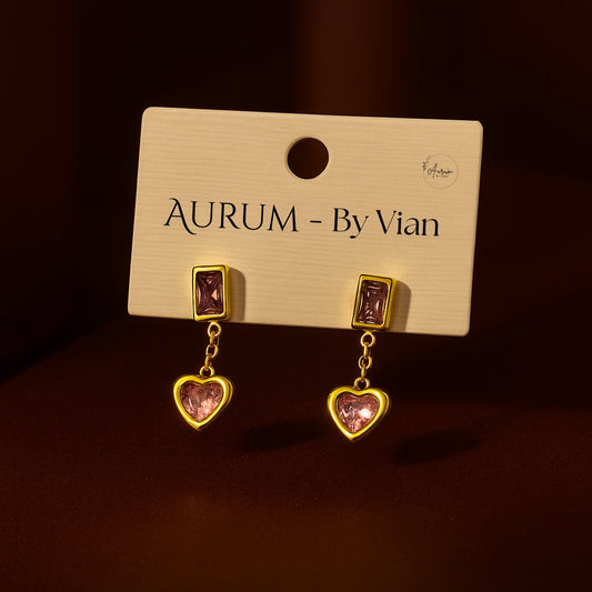 Dainty pink heart earrings