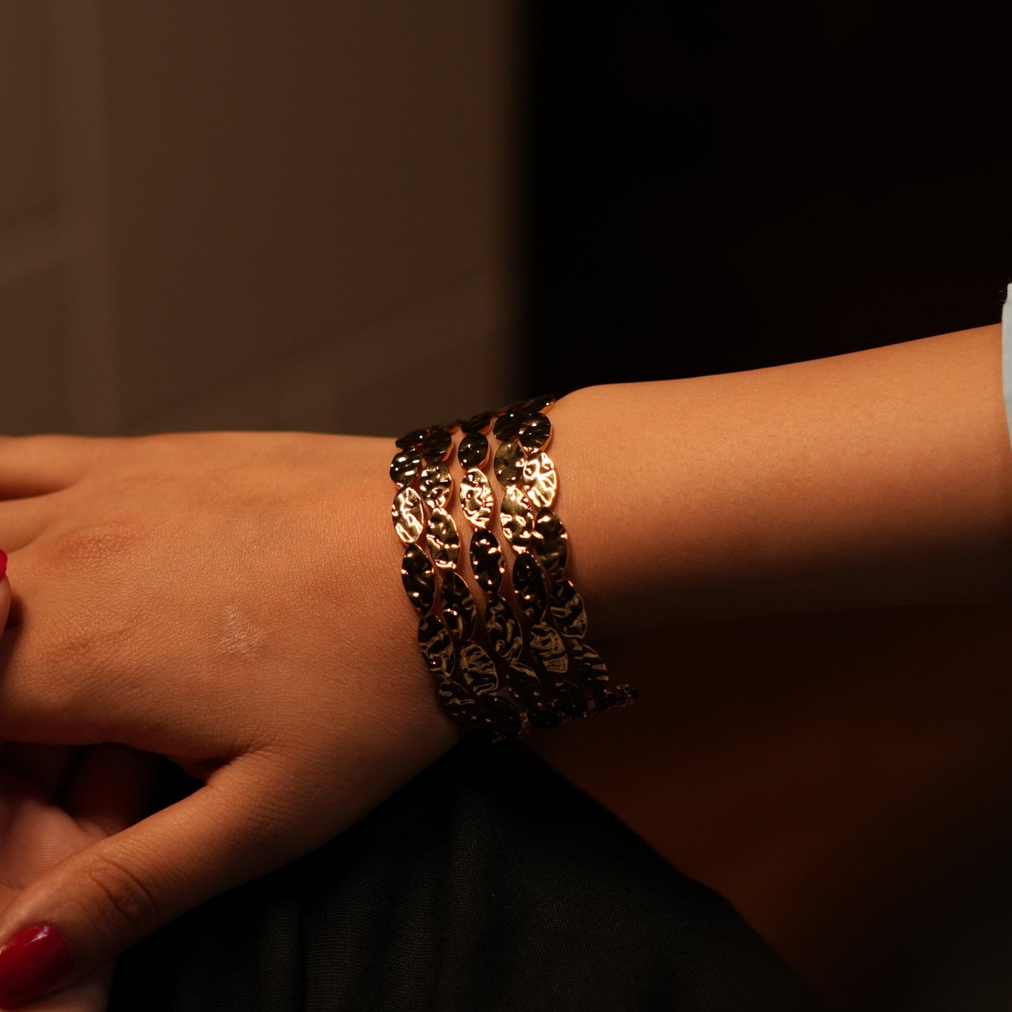 Hammered gold cuff