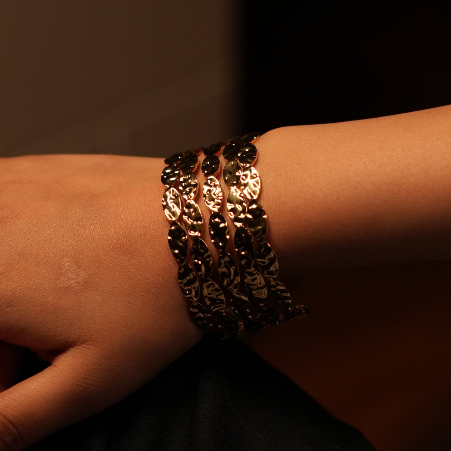 Hammered gold cuff